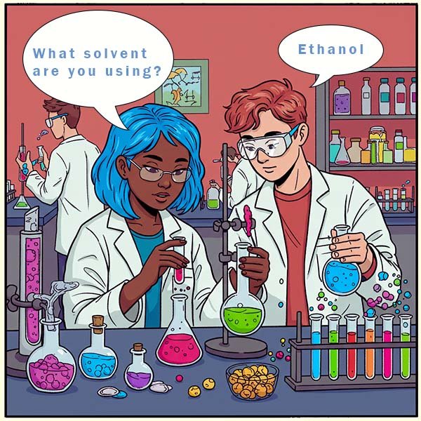 Images shows a students making a coloured solution